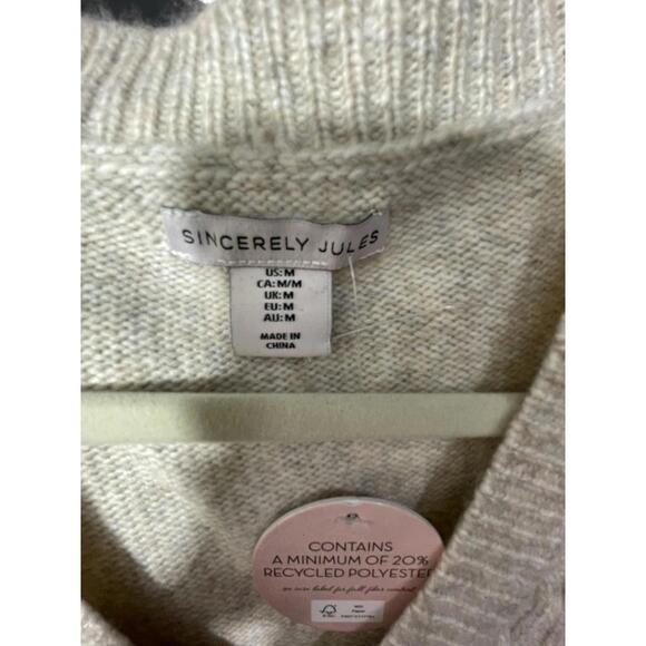 NWT Sincerely Jules Women’s Sz M Beige Heather Soft Sweater Vest - Picture 3 of 3